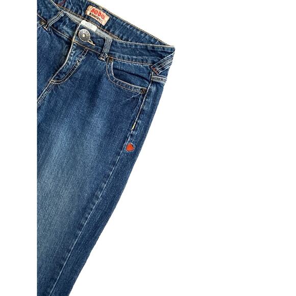 Vintage Y2K No Boundaries Snap Hem Low Rise Cropped Skinny Blue Jeans Size 9 - Picture 3 of 8